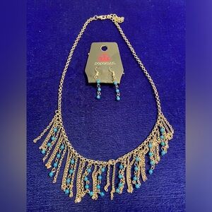 Paparazzi Silver Necklace with Teal Blue Beads
